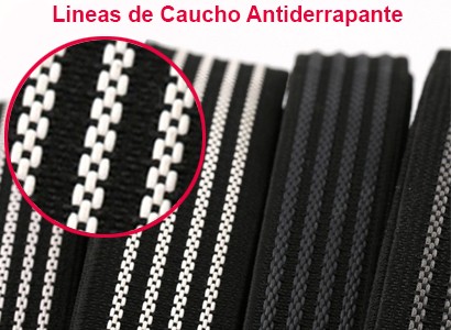 Elástico antideslizante con líneas de caucho